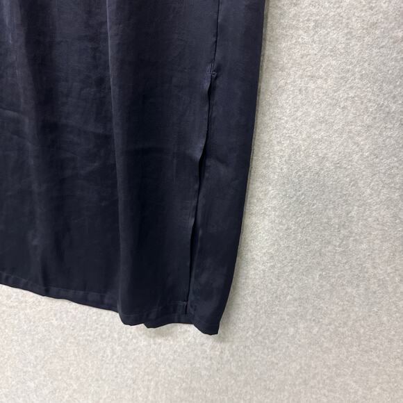 Lululemon Glide Away Navy Blue Side Slit Satin Pull-On Slip Midi Skirt Size 6 - Picture 12 of 14